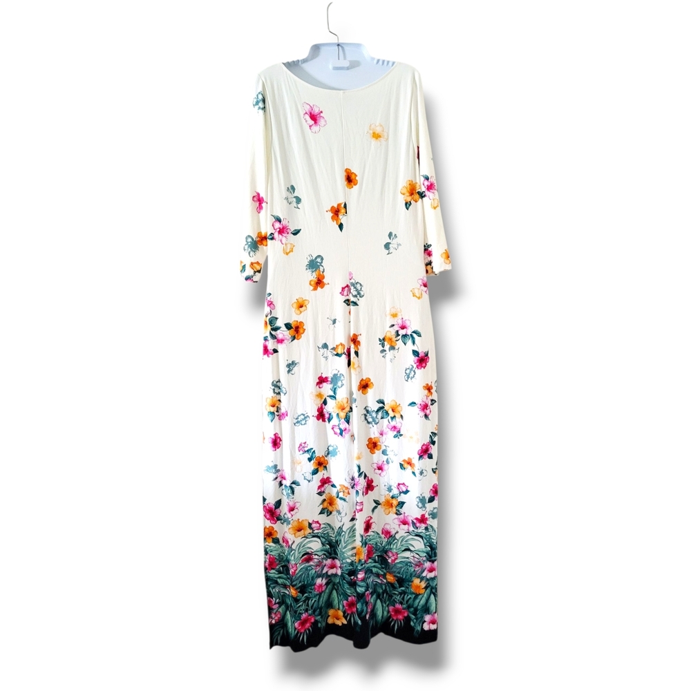 ✨️HP✨️Tommy Bahama | NWOT Pretty Cream/Floral 3/4 Sleeve Maxi Dress (SIZE M) - Picture 2 of 13